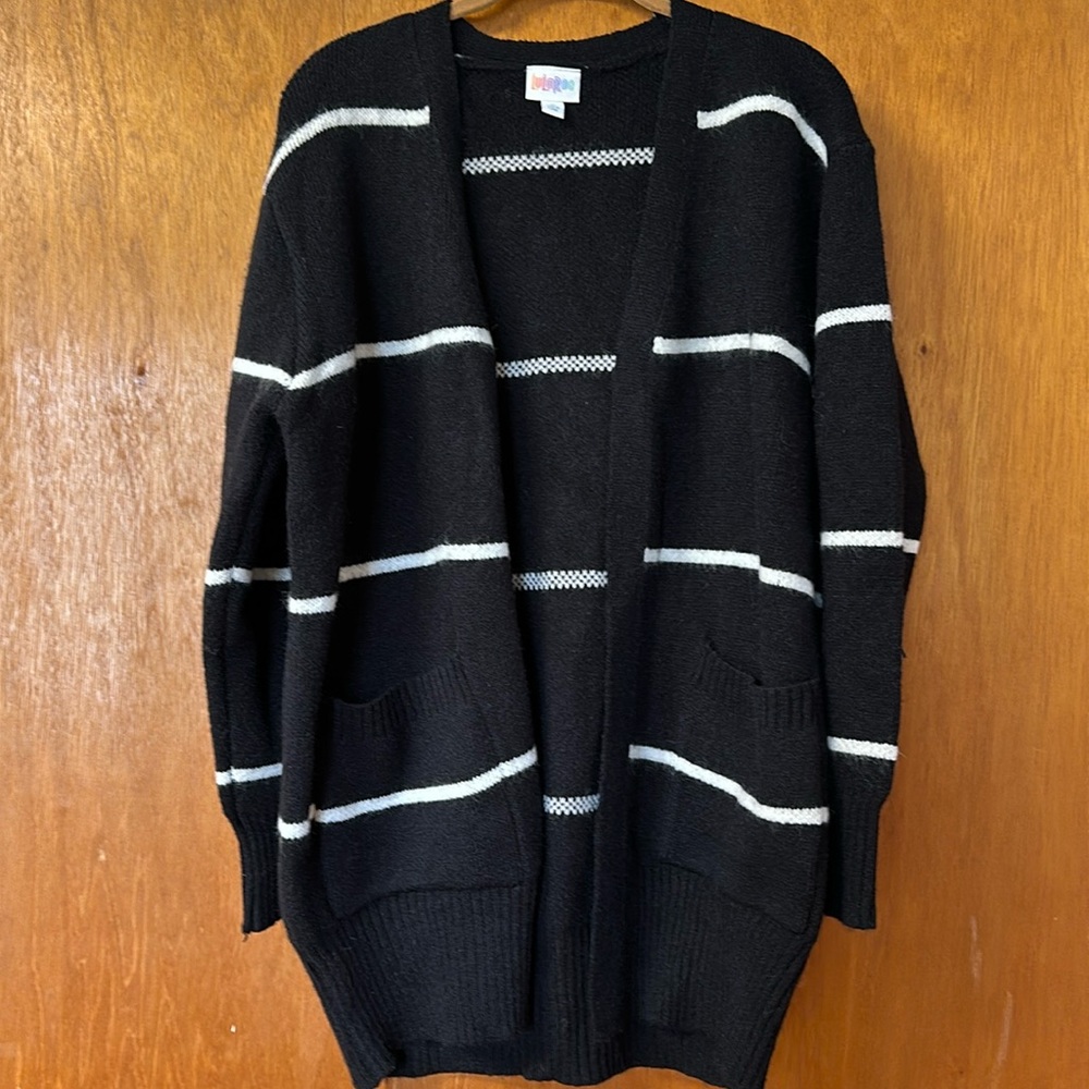 Black and white Open Front Cardigan